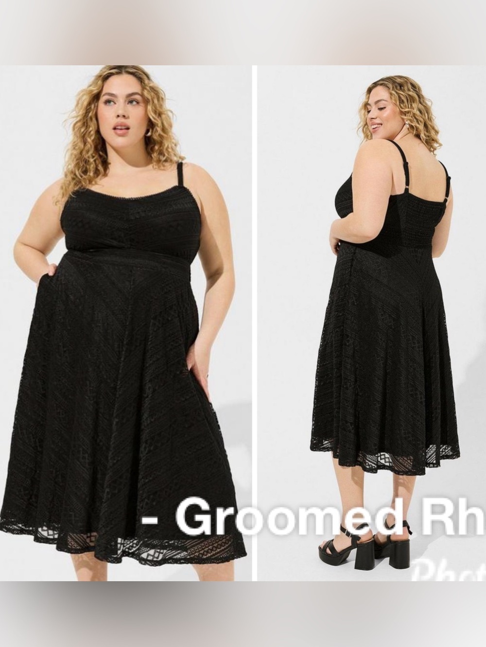 Torrid Black Lace Skater Midi Dress Size 2